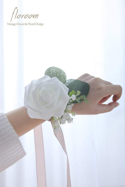 Floroom Artificial Flowers 25pcs Real Looking White Foam Fake Roses with Stems for DIY Wedding Bouquets Bridal Shower Centerpieces Floral Arrangem...