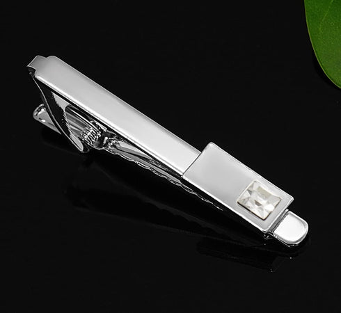 Gleamart Stainless Steel Tie Clip Cufflinks Set with Rhinestones for Men Business Necktie Pinch Clip Personalised Cufflink Set...