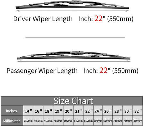 Replacement for Ford F150 F250 F350 F450 F550 Windshield Wiper Blades - 22"+22" Front Window Wiper - fit 2009-2018 Vehicles - OTUAYAUTO Factory Af...