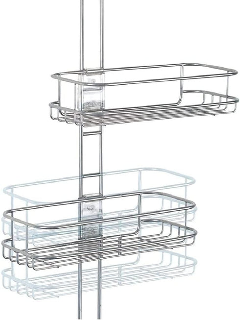 InterDesign Linea Adjustable Shower Caddy - Bathroom Storage Shelves for Shampoo, Conditioner and Soap, Silver...