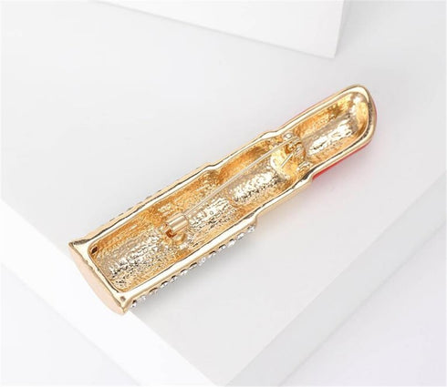 Lipstick Ladies' Crystal Brooch Fashion Enamel Lapel Pin Creative Sexy Sparkling Crystal Sweater Shawl Scarf Wedding Party Brooch Set Jewelry Acce...