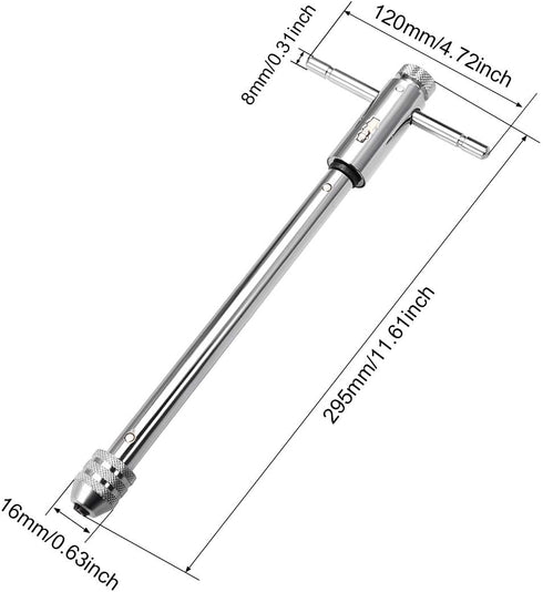 uxcell Adjustable Ratchet Tap Wrench T-Handle, for Metric M5-M12 Thread Taps, Ratcheting T Handle Holder Reamer Hand Tapping Tool for Machinist Re...