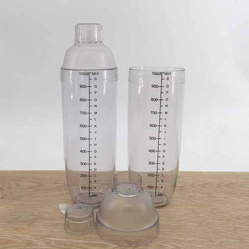 FEOOWV Plastic Cocktail Shaker,Drink Mixer Hand Shaker Cup with Scales,Transparent (33 oz / 1000cc)...