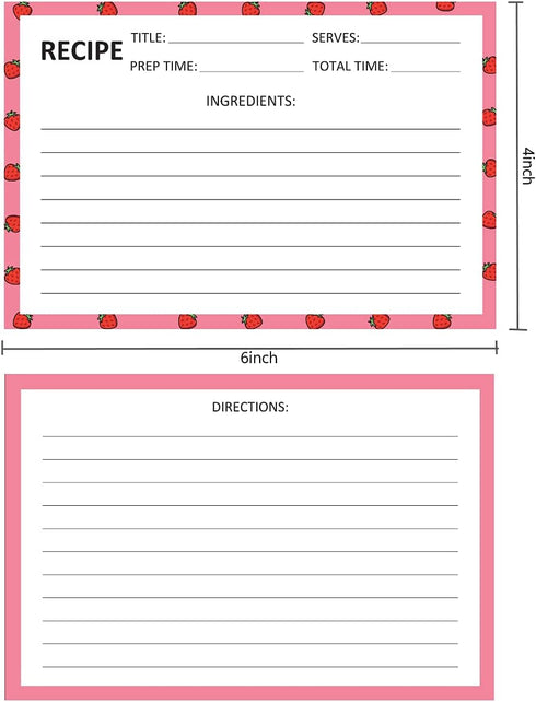 Recipe Cards 75 PCS 4x6inch Double Sided Thick Card Stock 5 Fruit Design Fit with Recipe Binder Recipe Box Gift for Bridal Shower Wedding Housewar...
