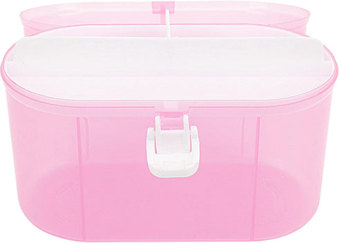 YARNOW Clear Double Layer Plastic Storage Box, 6. 9 x 4. 9 Inch Portable Handled Storage Case, Multipurpose Organizer with Removable Tray for Stat...