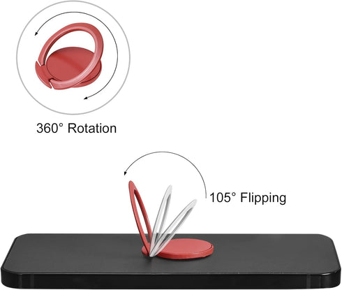 uxcell Phone Ring Holder, Ultra-Thin Cellphone Stand 360 Rotation Grip, for Magnetic Car Mounts, Red...