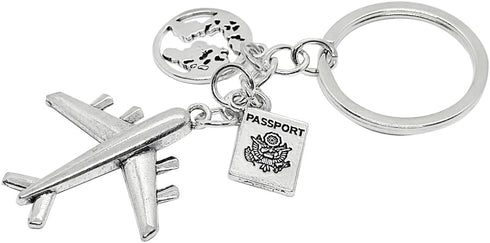 PHAETON 20PCS Earth Airplane Keychains Pilot Aviator Key Chains Journey Aircraft Airplane Pendant Travel Keyring Friendship Jewelry Diy Handmade F...