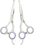 Grooming Scissors, Stainless Steel Dog Shears with Safety Rounded Tip, Dog Grooming Kit, Set of Two Dog Scissors in a Leather Cover, Professional ...