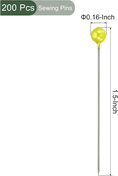 YOKIVE 200Pcs Pearlized Sewing Pins, Ball Head Needle Straight Quilting Pin for Fabric| Great for Dressmaker, Jewelry DIY Decoration, Craft(Golden...