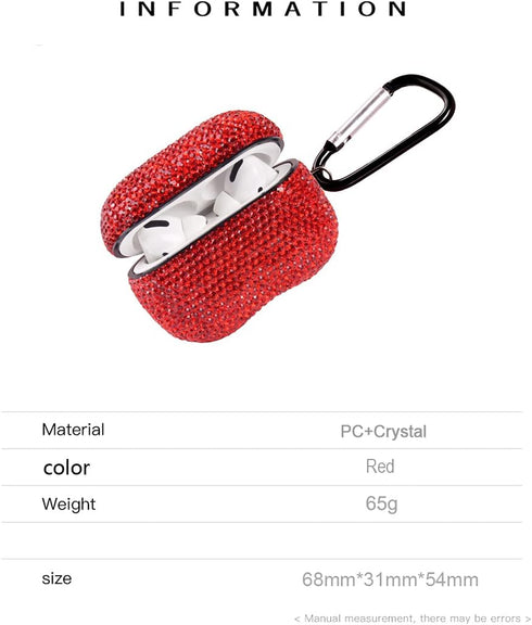 Sparkly Diamond Case for AirPods Pro 1&2 Generation with Keychain, Shockproof Protective Premium Bling Rhinestone Cover Skin Compatible with AirPo...