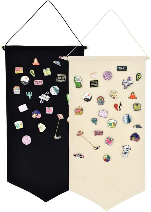 Wall Hanging Brooch Jewelry Storage Case Canvas Display Stand Enamel Pin Display Banner Holder Earrings Necklace Glitter Pin Collection Organizer ...