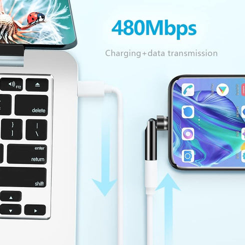 Magnetic USB C Adapter 2 Pack 540 Degree Rotaion 3 in 1 USB C Magnetic Adapter QC 3.0 Fast Charging Max Support 3A, Black...