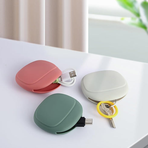 3PCS Silicone Headphone Organizer with 3PCS Silicone Cable Ties, Abnaok Data Cable Storage Case, Portable Wired Headphone Organizer Reusable Cable...