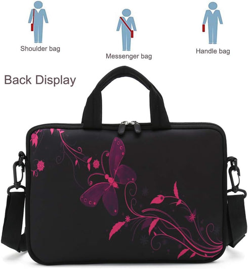 RICHEN 14 15 15.4 15.6 inch Laptop shoulder bag Notebook Handle Sleeve Neoprene Soft Carrying Travel Case with Accessories pocket (14-15.6 inch, N...