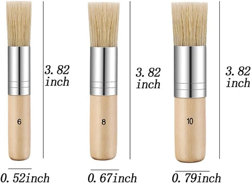 3 Sets of Pig Bristle Brush Set, Art Painting Wooden Brush with Short Handle, Suitable for Oil Painting/Acrylic Painting...