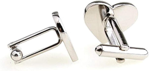 Heart Black Engagement Valentine's Day Pair Cufflinks in Presentation Gift Box & Polishing Cloth...