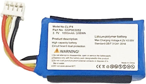 1050mAh GSP903052 Battery Replacement Compatible with JBL Clip 4 Portable Bluetooth Wireless Speaker...