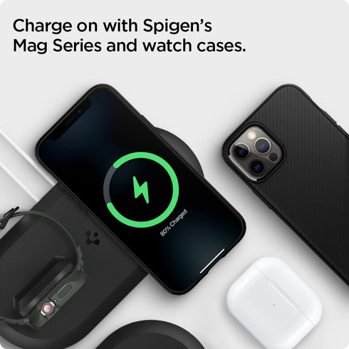 Spigen Mag Fit Duo Designed for MagSafe Charger Stand Charging Pad Case for iPhone 16, 15, 14, 13, 12 Models/Apple Watch All Series/Airpods - Blac...