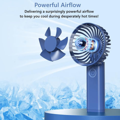 Mini Portable Fan, Powerful Handheld Fan Rechargeable with LED Display, Hand/Desk/Neck 3 In 1 Personal Fan with 6 Speed and 180° Foldable, Quiet f...