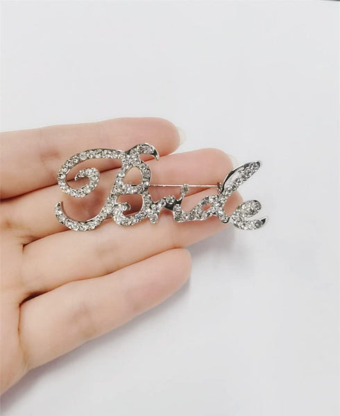 Rhinestone Bride Brooch Pin for Women Girls Fashion Crystal Letter Wedding Bouquet Brooches Lapel Pins Delicate Dress Accessories Jewelry Gift for...