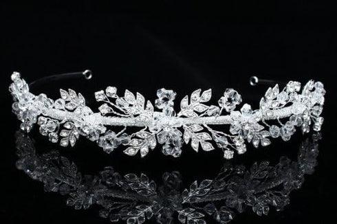 Handmade Flower Leaf Crystal Headband Bridal Wedding Tiara...