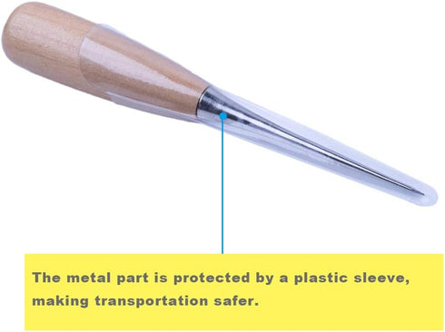 ZLKSKER (Pack of 2) Wooden Handle Leather Drillable Stitching Sewing Awl, Punch Hole Gadget Tool...