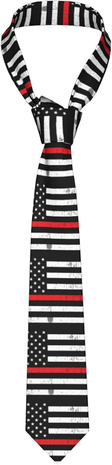 Red Line Mens Tie Firefighter Red Line American Flag Necktie,Fun Print Woven Slim Neck Ties for Men...