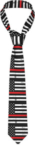 Red Line Mens Tie Firefighter Red Line American Flag Necktie,Fun Print Woven Slim Neck Ties for Men...