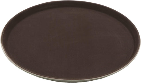 G.E.T. NS-1400-BR BPA-Free Non-Slip Plastic Round Serving Tray, 14", Brown...