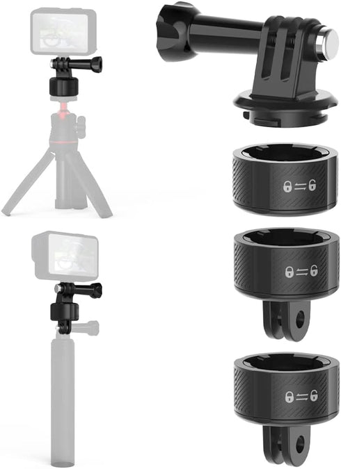 SUREWO Quick Release Base Mount Kit for GoPro,Magnetic Suction & Swivel Lock Adapter Compatible with GoPro Hero 12 11 10 9 8 7 6 5 Black,DJI Osmo ...