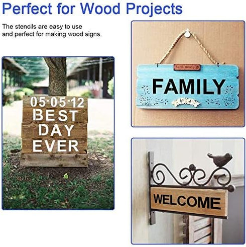 10x10Inch Letter Stencils Set, 26Pcs Plastic Reusable Scale Spraying Alphabet Stencils Learning Templates for Painting on Wood Wall Home Decor,DIY...