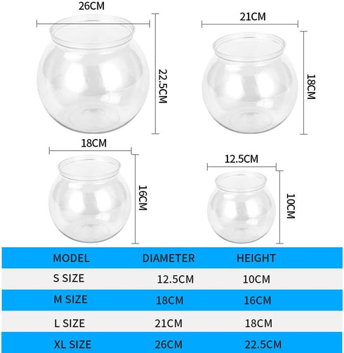Mini Fish,Classic Drum Fish Bowl Transparent Plastic Round Bowl Aquarium 360° View of Aquarium Centerpiece or Terrarium(Mini)...