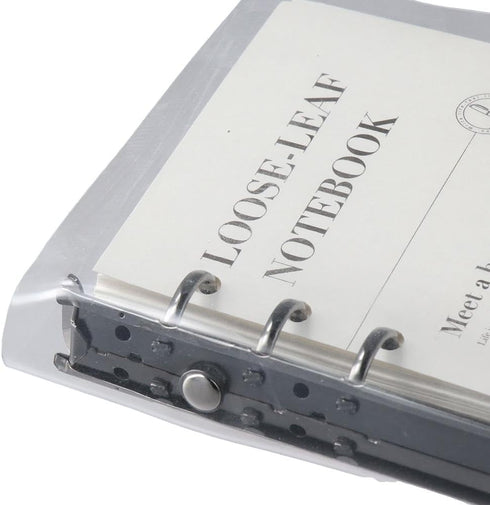 Clear PVC A6 6-Ring Refillable Binder Cover, with 90 Sheets Papers Transparent Notebook Cover, 6-Ring Notebook Round Ring Binder Pocket with Snap ...