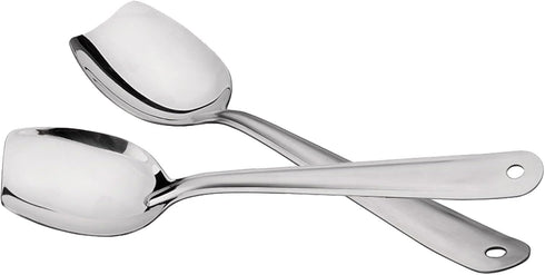 IMEEA Flat Edge Cooking Spoon 18/8 Stainless Steel Serving Spoon 10-Inch Mixing Spoon, Set of 2...