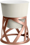 The HC Companies 6 inch Indoor Plant Pot with Stand – Small Curio Planter in Cottage Stone with a Geometric Stand in a Copper Finish...