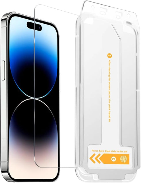 2 Pack for iPhone 14 pro (6.1') Anti fingerprint Screen Protector film,Durable Double Shatterproof HD Tempered Glass Film,with Easy Install Kit Tr...
