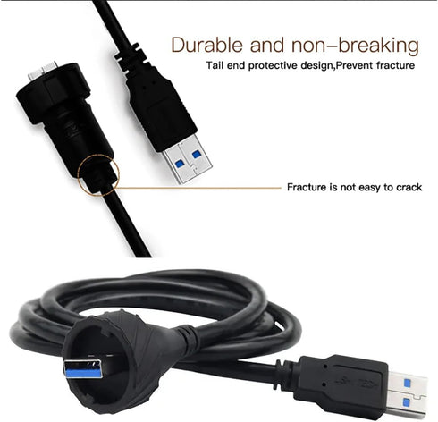 PENGLIN Waterproof USB 3.0 Cable, USB Male to Female Panel Mount Connector with USB Male to Male Extension Cable, USB3.0 Connector Set(Type A Fema...
