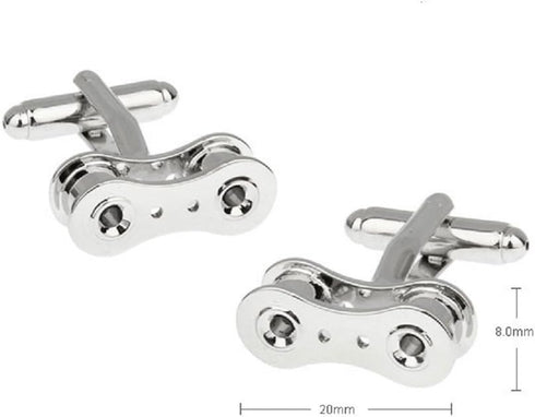 Bicycle Motorcycle Chain Link Bike Cycling Cyclists Gears Pair Cufflinks in Presentation Gift Box & Polishing Cloth...