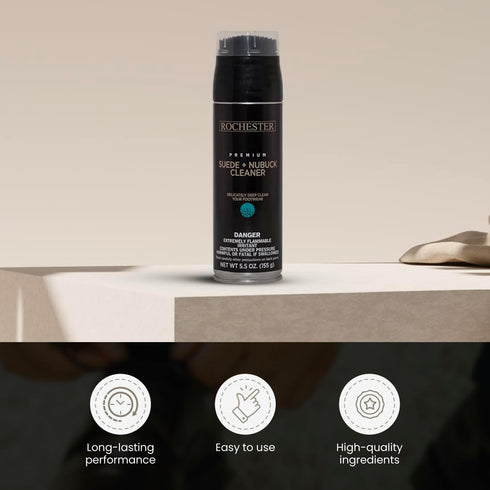 Rochester Premium Suede + Nubuck Cleaner, Suede & Nubuck Cleaner with a Built-In Scrub Brush Cap, Shoe Accessories, 5.5 oz....