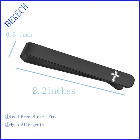 BEKECH Faith Gift for Men Cross Tie Clip Gift Christian Jewelry Gift for Religious Men Boss Coworkers Gift First Communion Jewelry for Him...