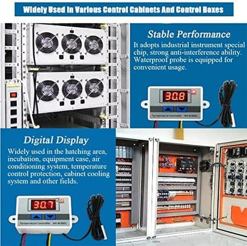 Temperature Controller, DC 12V 120W with Sensitive Sensor Probe for Temperature Control Digital Thermostat Switch...