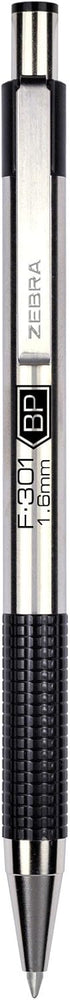 Zebra Pen F-301 Retractable Ballpoint Pen, Stainless Steel Barrel, Bold Point, 1.6mm, Black Ink, 1-Pack......