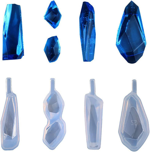 4 Style Diamond Shape Epoxy Mold DIY Jewelry Resin Casting Multifaceted Crystal Clear Diamond Pendant Making Silicone Mold Kit...