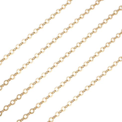Elecrelive 3.28 Ft Permanent Jewelry Chains 14K Gold Filled Brass Cable Chains 1.5mm Thin Weldable Link Curb Chains with 1 Square Velvet Bag for W...