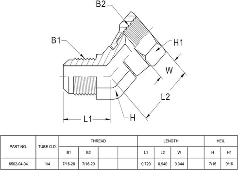(2-PACK) 6502-04-04 Hydraulic Hose Adapter Fitting 1/4" Male JIC 37°Flare?7/16"-20 UNF?× 1/4" Female JIC 37° Swivel (7/16"-20 UNF) 45°Elbow Pipe J...