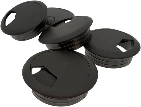 YXQ Desk Hole Cord Grommet 2 inch Wire Organizer Hide Adjustable Cables Through Computer Office Desk Cover Plug Cap Plastic Black, 5Piece...