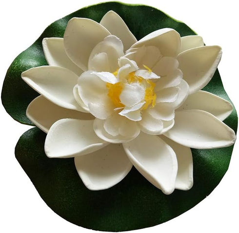 7Pcs 3.9 Inch Artificial Lotus Flower Artificial Flower Pool Aquarium Decoration Eternal Flower Artificial Flower (White)...