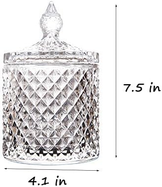 Home Basic Food Storage Organization Set-Crystal Diamond Faceted Jar With Crystal Lid,Suitable as A Candy Dish,Cookie Tin,Biscuit Barrel,Decorativ...