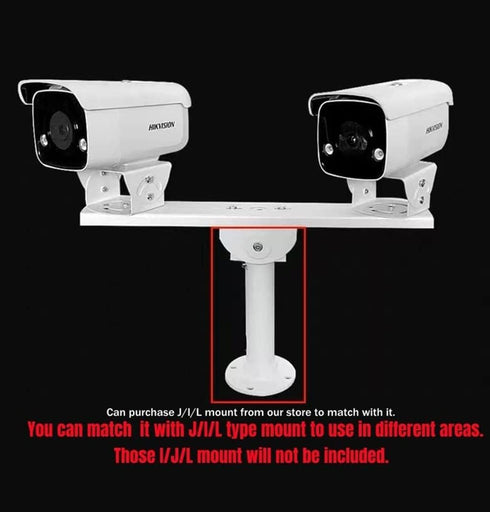 Security Camera Mount Holder for Double Surveillance Camera, Metal Steel One to Two Horizontal Cross Bar Dual Camera Mount Bracket Extension Bar H...