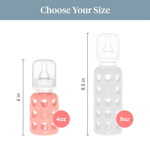 Lifefactory Glass Baby Bottle with Stage 1 Nipple and Protective Silicone Sleeve Cantaloupe, 4 Oz...